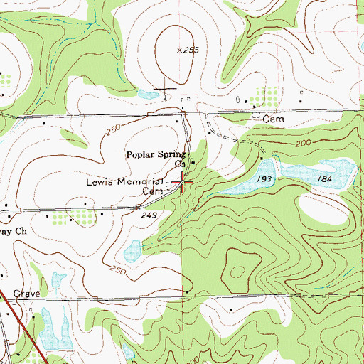 Topographic Map of Lewis Memorial Cemetery, GA