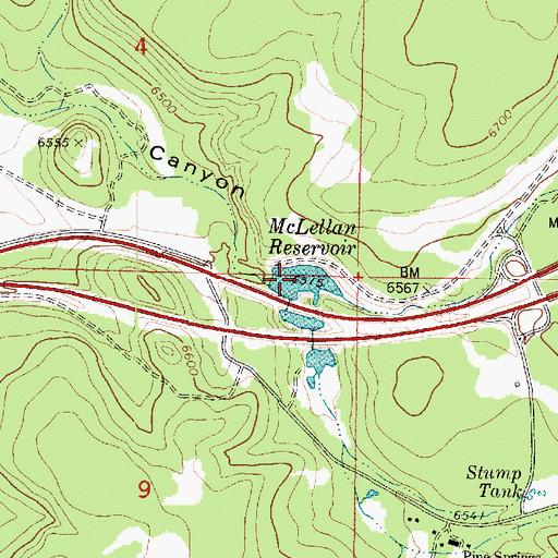 Topographic Map of McLellan Reservoir, AZ