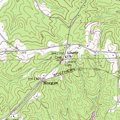 Topographic Map of Liberty Cemetery, GA
