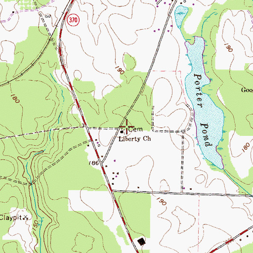 Topographic Map of Liberty Church, GA