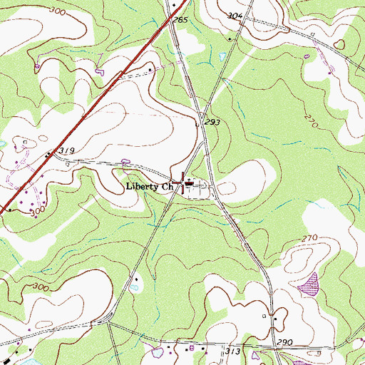Topographic Map of Liberty Church, GA