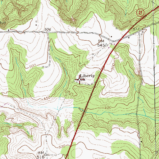 Topographic Map of Liberty Church, GA