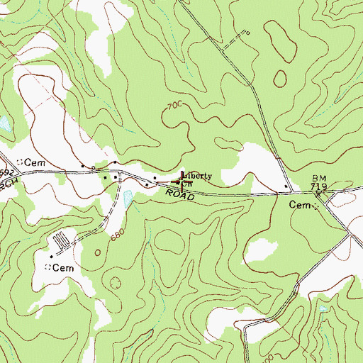 Topographic Map of Liberty Church, GA