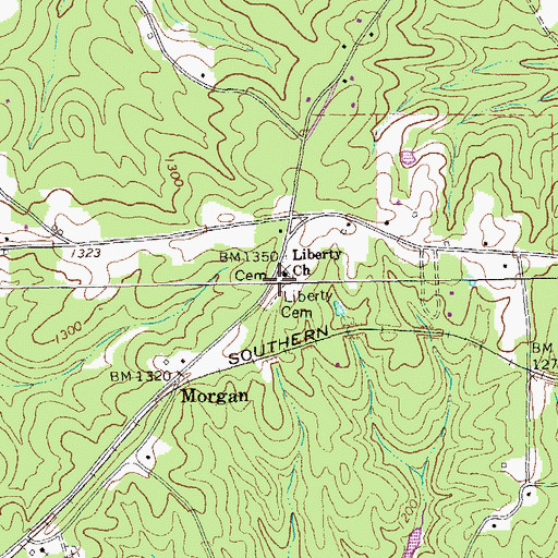Topographic Map of Liberty Church, GA