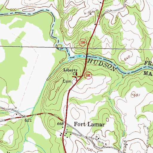Topographic Map of Liberty Church, GA