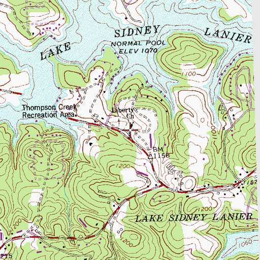 Topographic Map of Liberty Church, GA