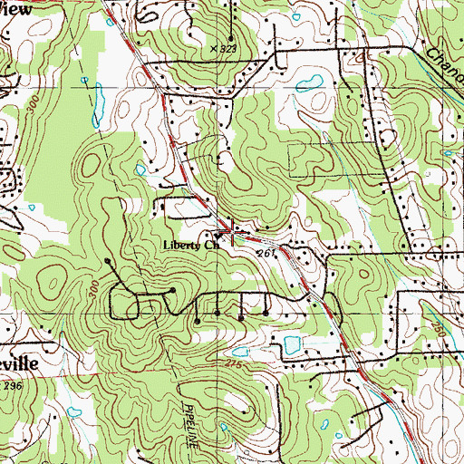 Topographic Map of Liberty Church, GA
