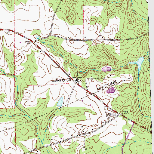 Topographic Map of Liberty Church, GA