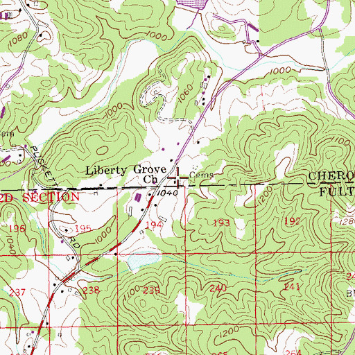 Topographic Map of Liberty Grove Church, GA