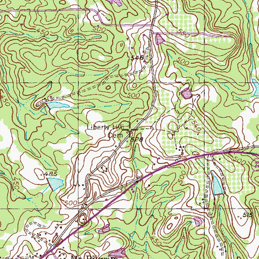 Topographic Map of Liberty Hill Cemetery, GA