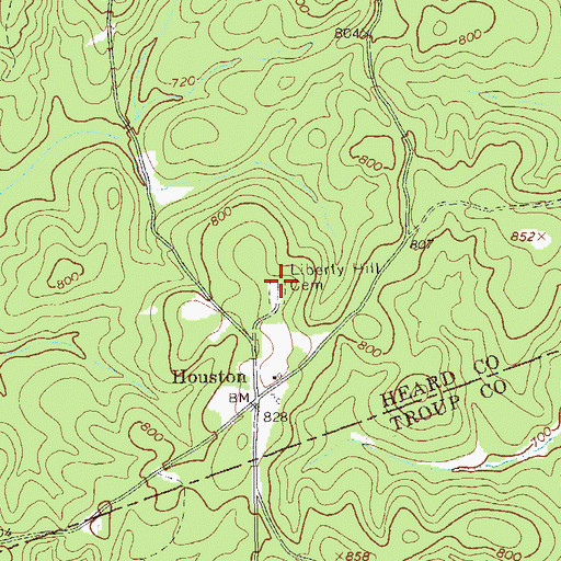 Topographic Map of Liberty Hill Cemetery, GA