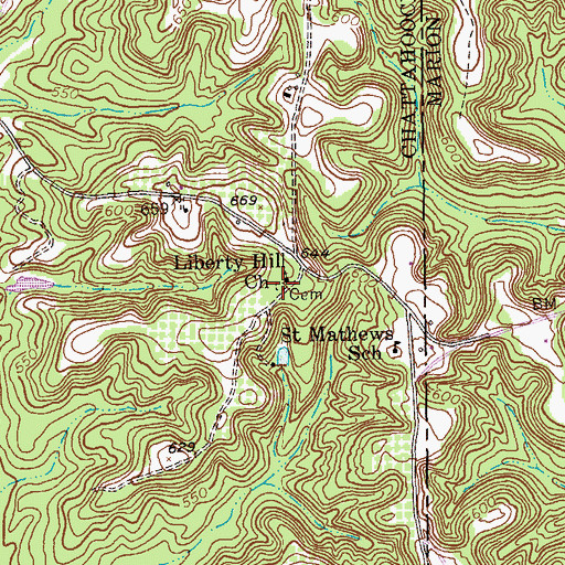 Topographic Map of Liberty Hill Church, GA