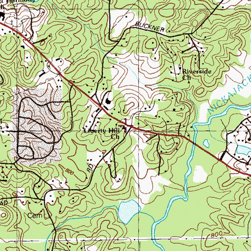 Topographic Map of Liberty Hill Church, GA