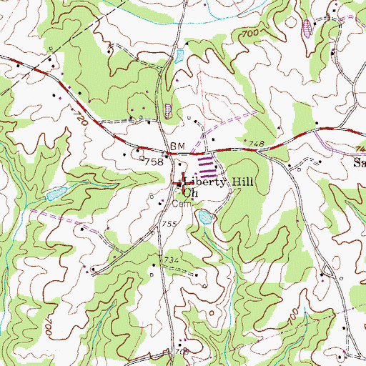 Topographic Map of Liberty Hill Church, GA