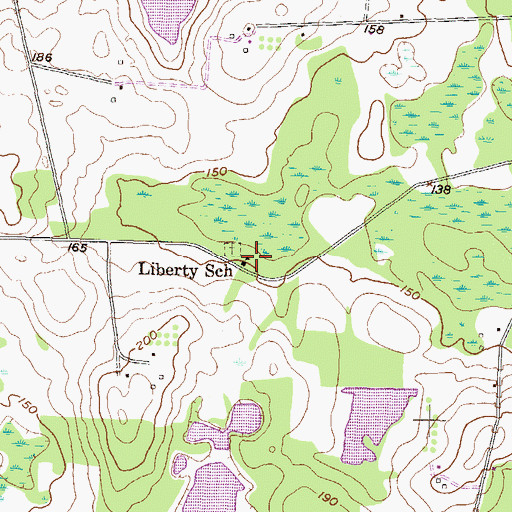 Topographic Map of Liberty School, GA