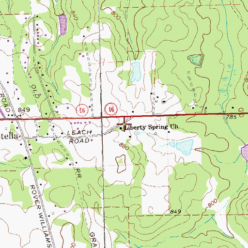 Topographic Map of Liberty Spring Church, GA
