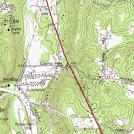 Topographic Map of Liberty View Church, GA