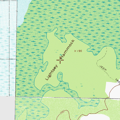Topographic Map of Lightsey Hammock, GA