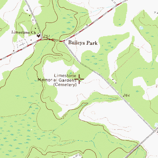 Topographic Map of Limestone Memorial Gardens, GA