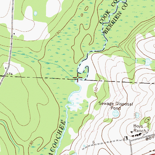 Topographic Map of Lindsey Branch, GA