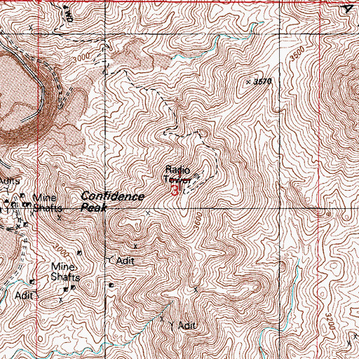 Topographic Map of Confidence Peak, AZ