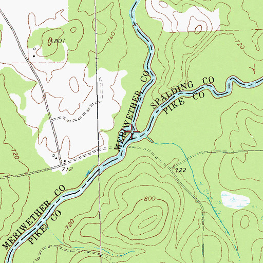 Topographic Map of Line Creek, GA