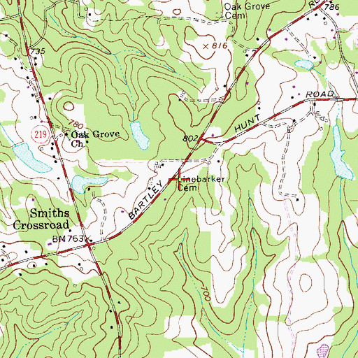 Topographic Map of Linebarker Cemetery, GA