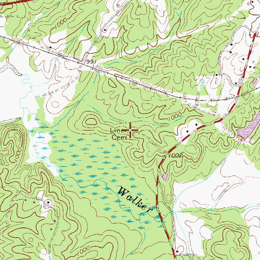 Topographic Map of Liner Cemetery, GA