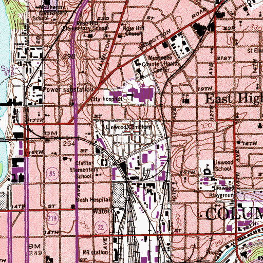 Topographic Map of Linwood Cemetery, GA