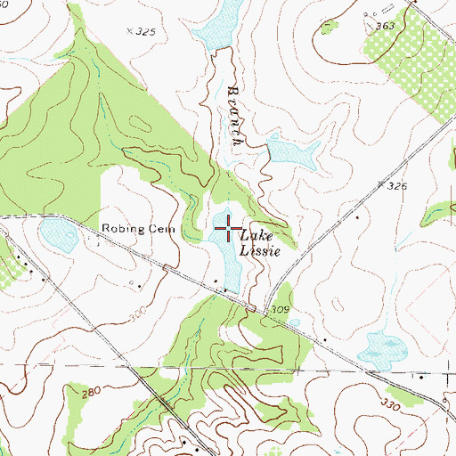 Topographic Map of Lake Lissie, GA