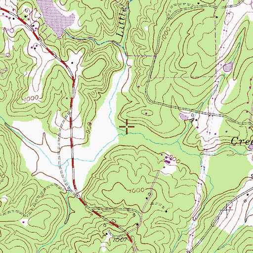 Topographic Map of Little Anneewakee Creek, GA