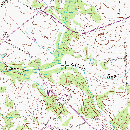 Topographic Map of Little Bear Creek, GA
