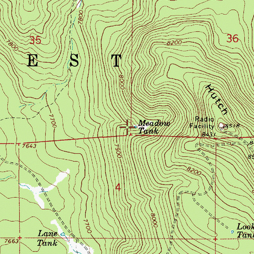 Topographic Map of Meadow Tank, AZ