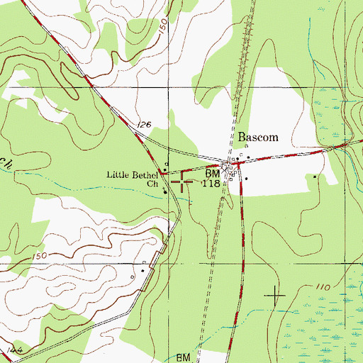 Topographic Map of Little Bethel Church, GA