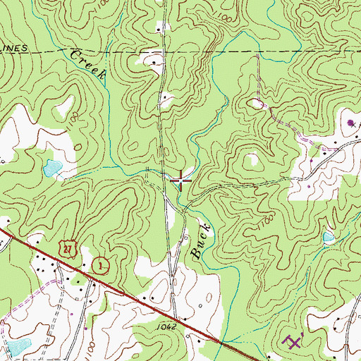 Topographic Map of Little Buck Creek, GA