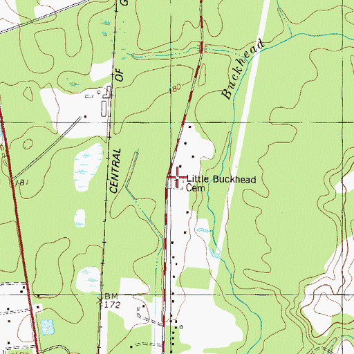 Topographic Map of Little Buckhead Cemetery, GA