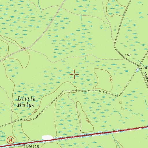 Topographic Map of Little Bulge, GA