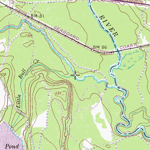 Topographic Map of Little Bull Creek, GA