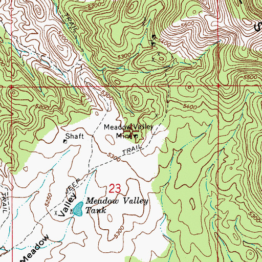 Topographic Map of Meadow Valley Mine, AZ
