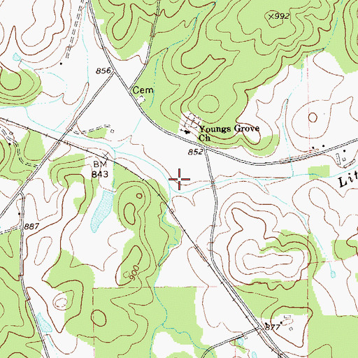 Topographic Map of Little Cedar Creek, GA