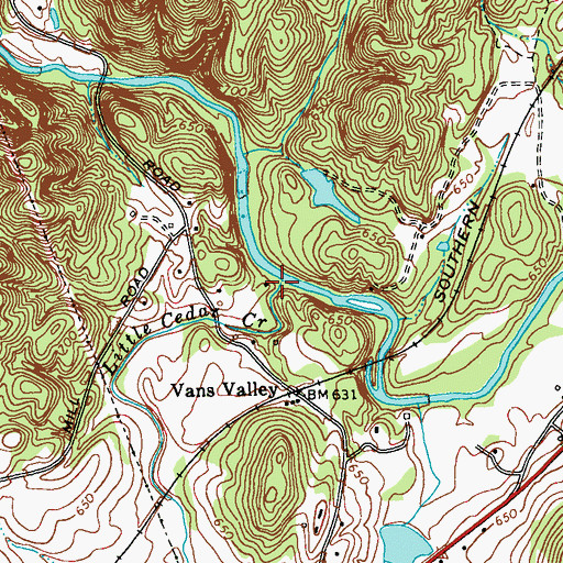 Topographic Map of Little Cedar Creek, GA