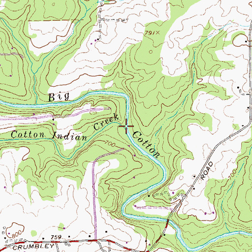 Topographic Map of Little Cotton Indian Creek, GA