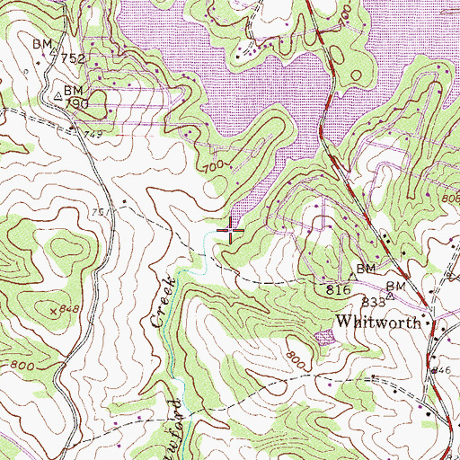 Topographic Map of Little Crawford Creek, GA