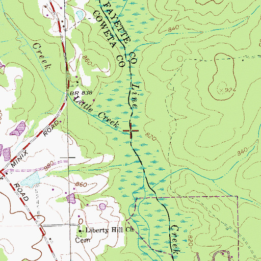 Topographic Map of Little Creek, GA