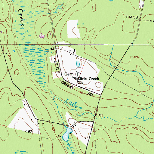 Topographic Map of Little Creek Church, GA