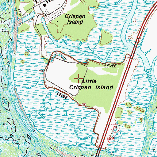 Topographic Map of Little Crispen Island, GA