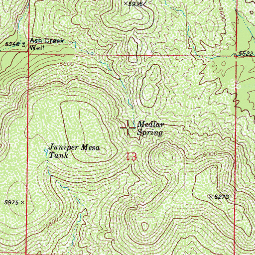 Topographic Map of Medlar Spring, AZ