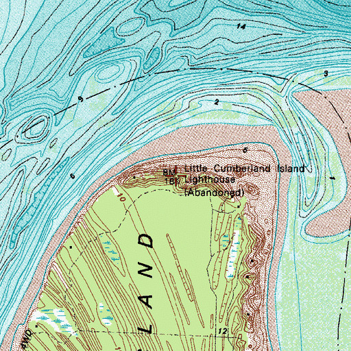 Topographic Map of Little Cumberland Island Lighthouse, GA