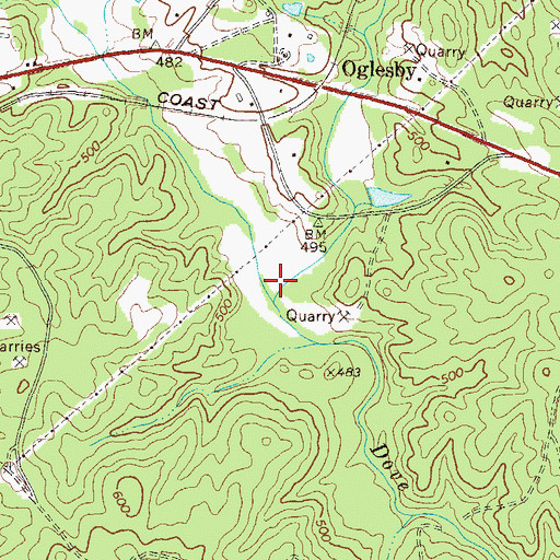Topographic Map of Little Dove Creek, GA