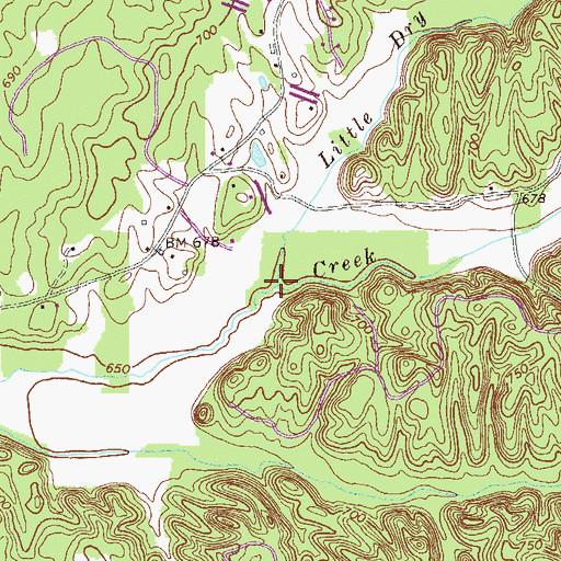 Topographic Map of Little Dry Creek, GA